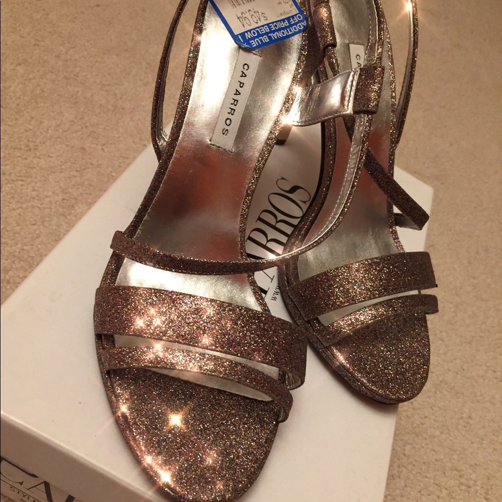 Caparros pink multi glitter heels sz 8